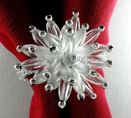 кристал дијамант лист евтини салфетка прстен јасно beades цвет, салфетка држачот за свадба