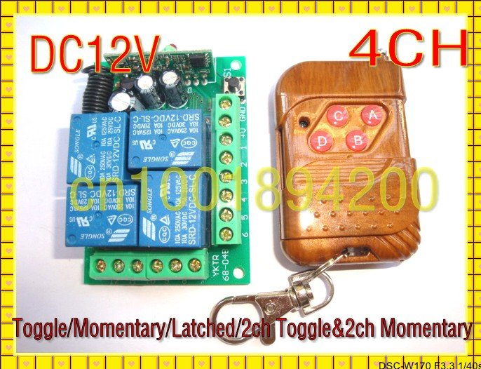 4CH безжичниот далечински управувач switch систем 12V200M Еден/Toggle/Latched/Toggle&Еден Прилагодливи Специјална Цена Only100 Сет