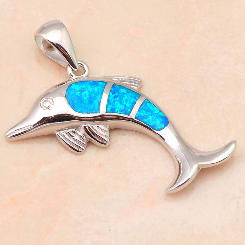 Прекрасна Делфин форма Дизајнер Најдобри Роденденски подароци Син Оган Опал Сребро Печат Приврзоци Мода накит за жените OP530