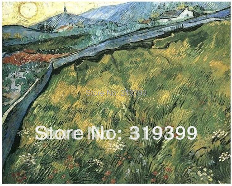 Лен платно Маслото,Областа на Пролетта Пченица во Изгрејсонце со Vincent Van Gogh, рачно изработени,Слободна локација за подигнување на Превозот,Музеј на квалитетот