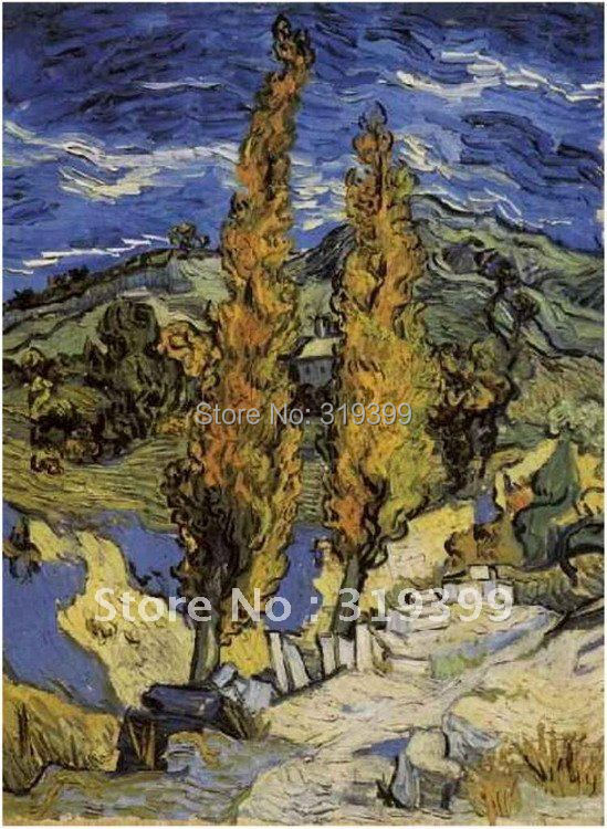 Музеј на квалитетот на Маслото репродукција,Две Poplars на Патот Преку Ридовите Од Vincent Van Gogh, рачно изработени,Слободни DHL