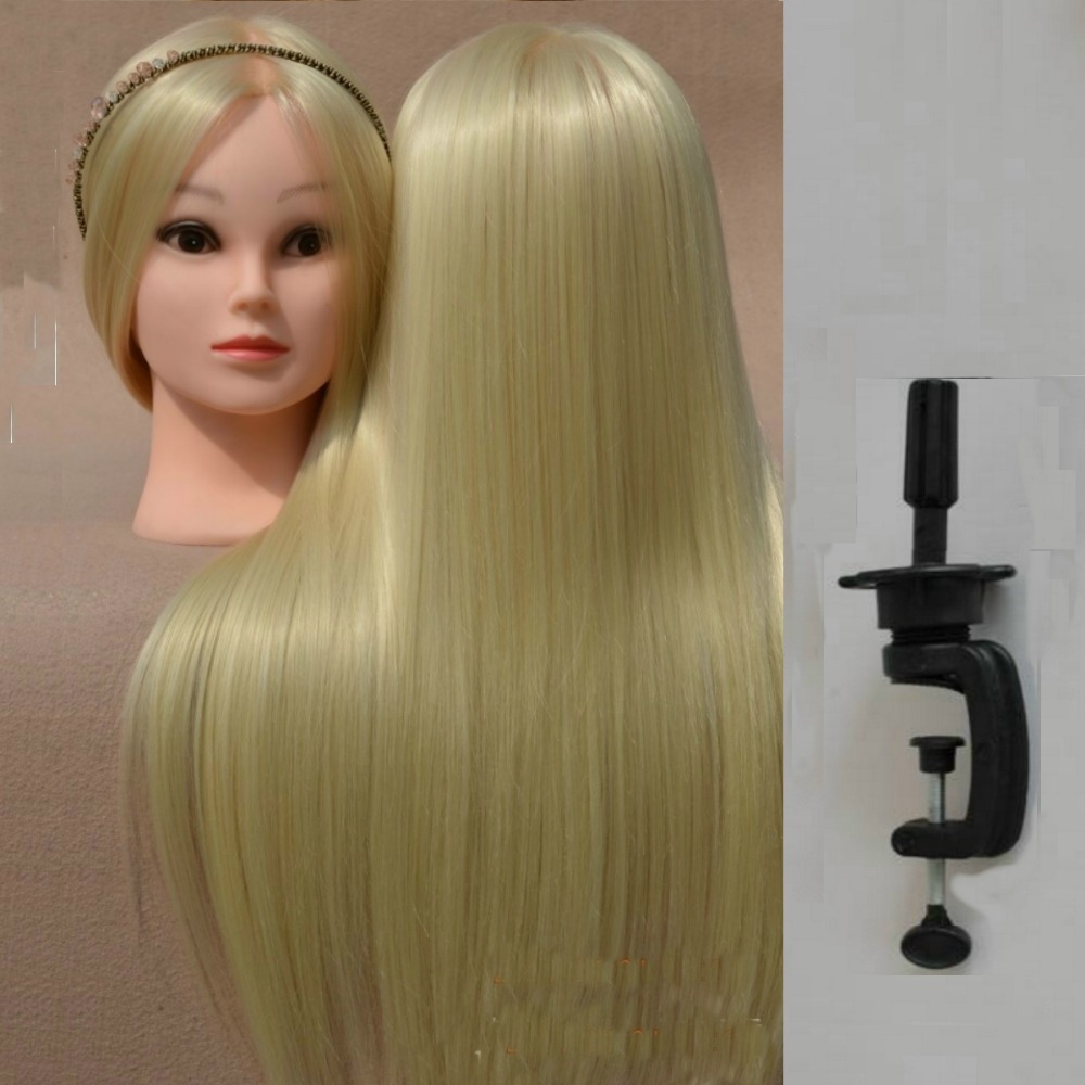 Златна Манекен Глави Коса Кукли Hairdress Косата Обука Жените Главата Беж Перика Со Носителот Заградата