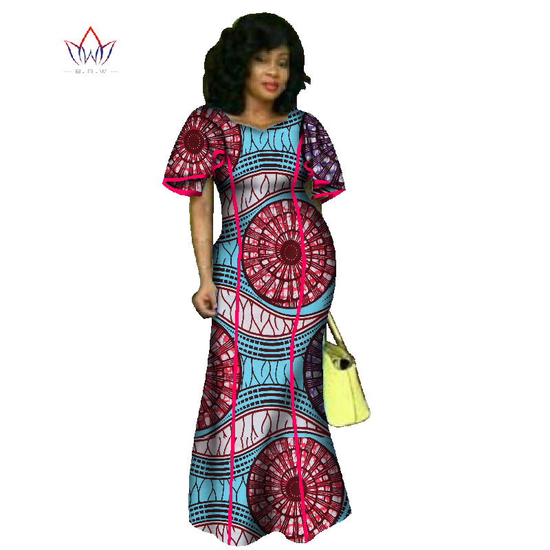Лето Жените Облека 2017 Нова Мода Африкански Облека Bazin Богата Долго Плус Големина Фустани за Жени Африкански