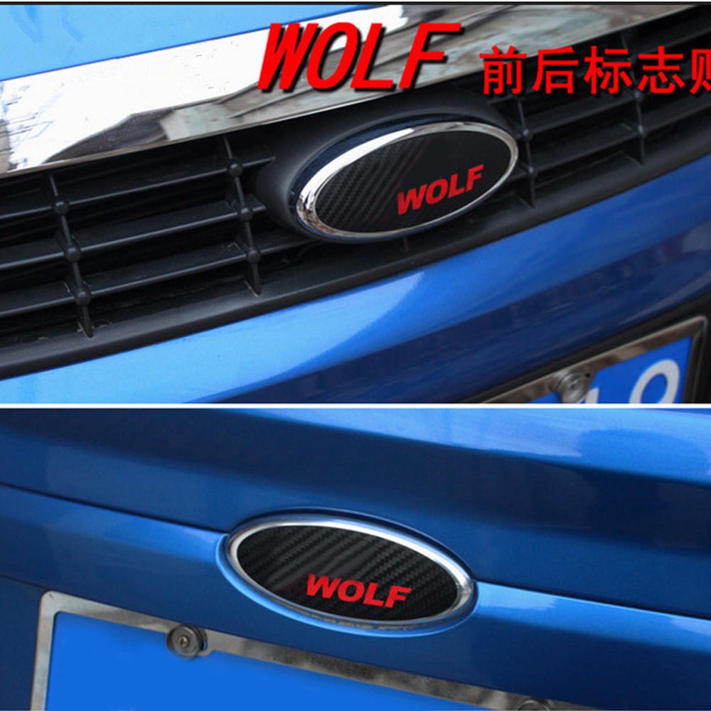 Волкот Логото Личност Амблем Значка Налепница 3D Карбонски Влакна Предната и Задната Маска за Форд Фокус Автомобил Стил