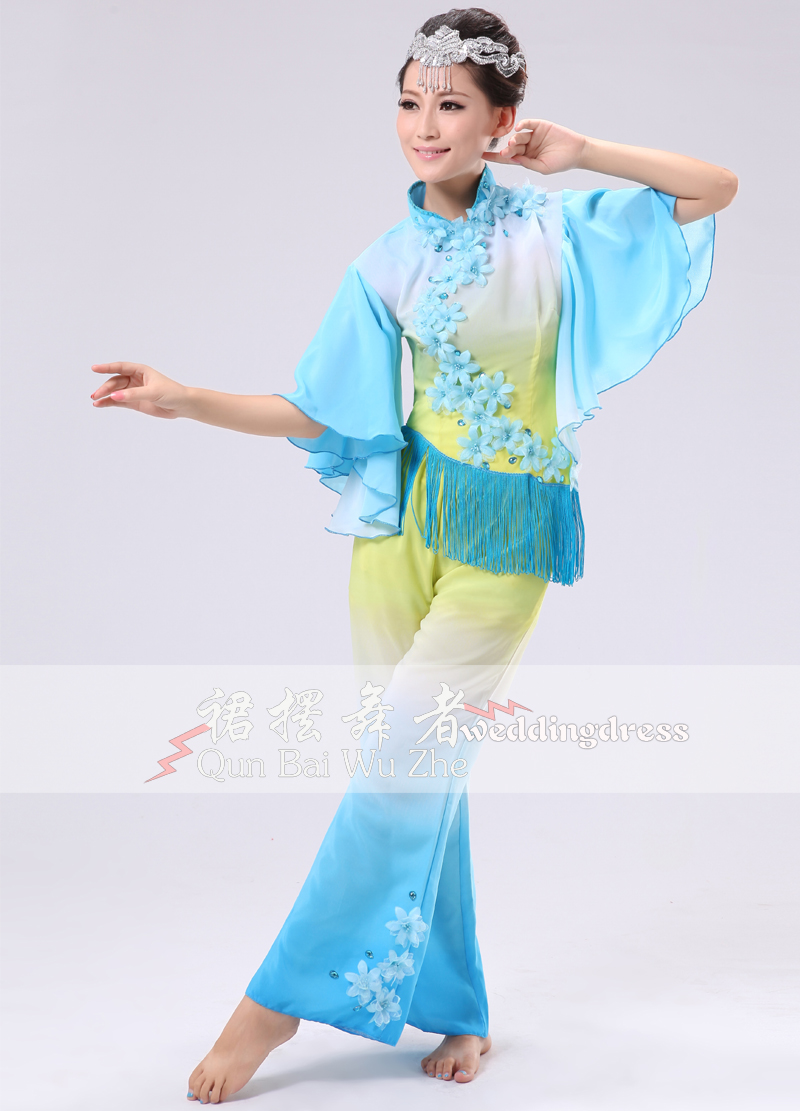 (0116) сина цвет здолниште танчерка танцување народни носии yangko танц носат модерен танц тапан облека класичен танц носии