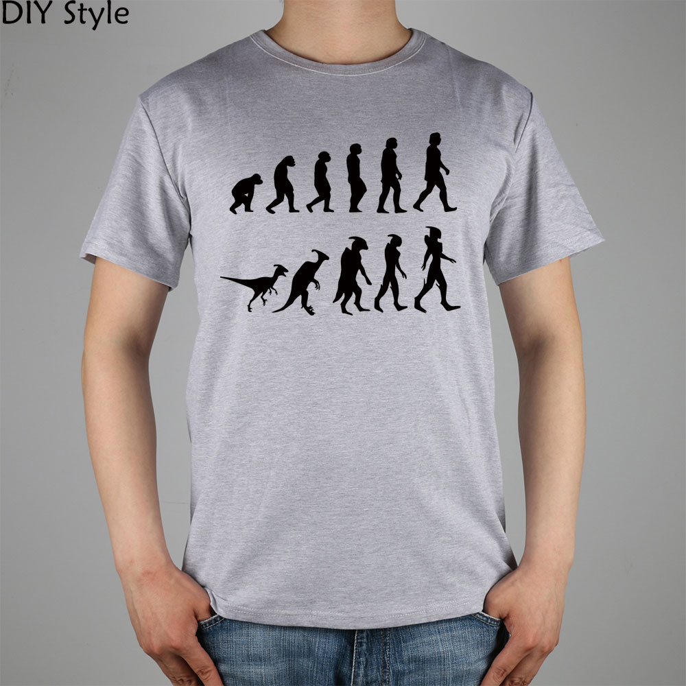 Еволуцијата Од Alcarie т-маица Врвот Lycra Памук Мажите Т Кошула