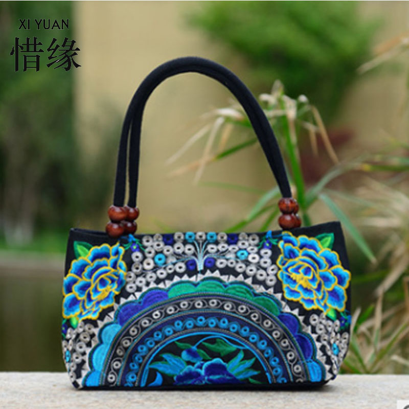 XIYUAN БРЕНД Кинески национален стил жените торба везови флорални crossbody торба за мали секојдневен носат шопинг надвор кеси