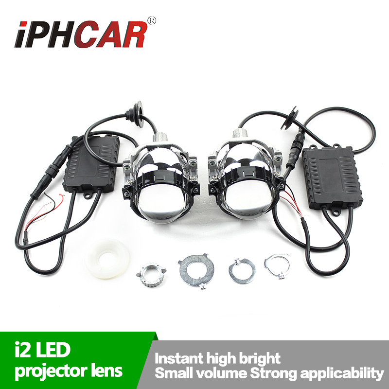 Бесплатен Превозот IPHCAR Автомобил Стил, Супер-Светли LED Проектор Леќа со Бела LED Ангел Ореол Висока Ниска Зрак Bi LED Светлата Леќа