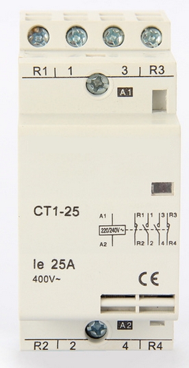 2NO+2NC 25Amps 220V модуларен домаќинство AC контактор