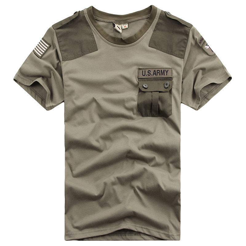 Воздушни Поделба Самоубиец Тактички маици Mens Армија Воено Crossfit Борба со Кратки ракави Блузи Памучен Дише