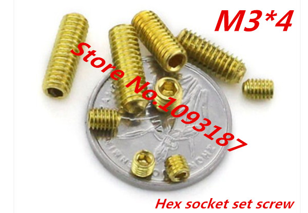 100pcs/многу M3*4 M3 x 4 Месинг Хексадецимален Socket Set Завртка Копачка Завртка