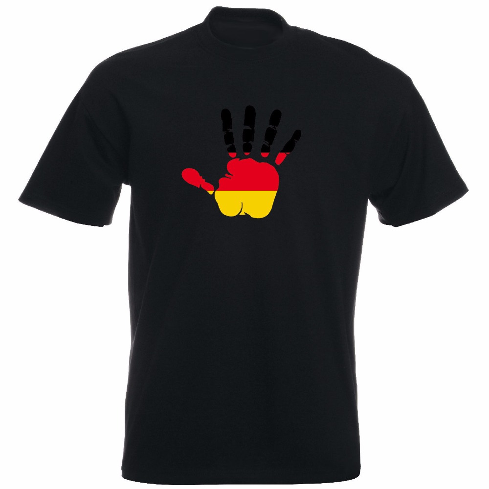 2018 Нови Маици Мажите Mens Облека Висок Квалитет На T-Shirt - Handabdruck - Дланка Рака Печати Flagge Германија