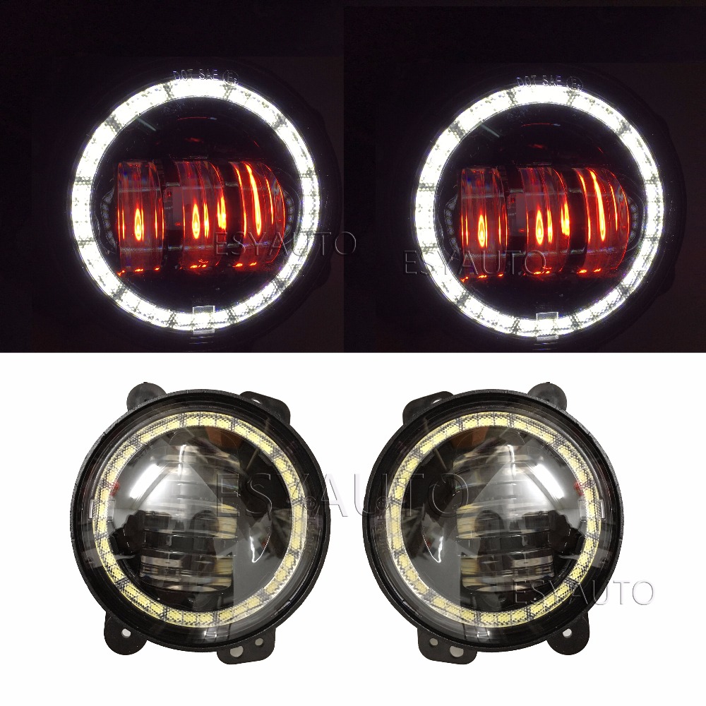 2 парчиња 4 30W Бела LED светилки drl Магла Светло со Црвена уроци Жолта Пак Сигнал Ангел Око за Софтејл Дуна за Харли Мотоцикл