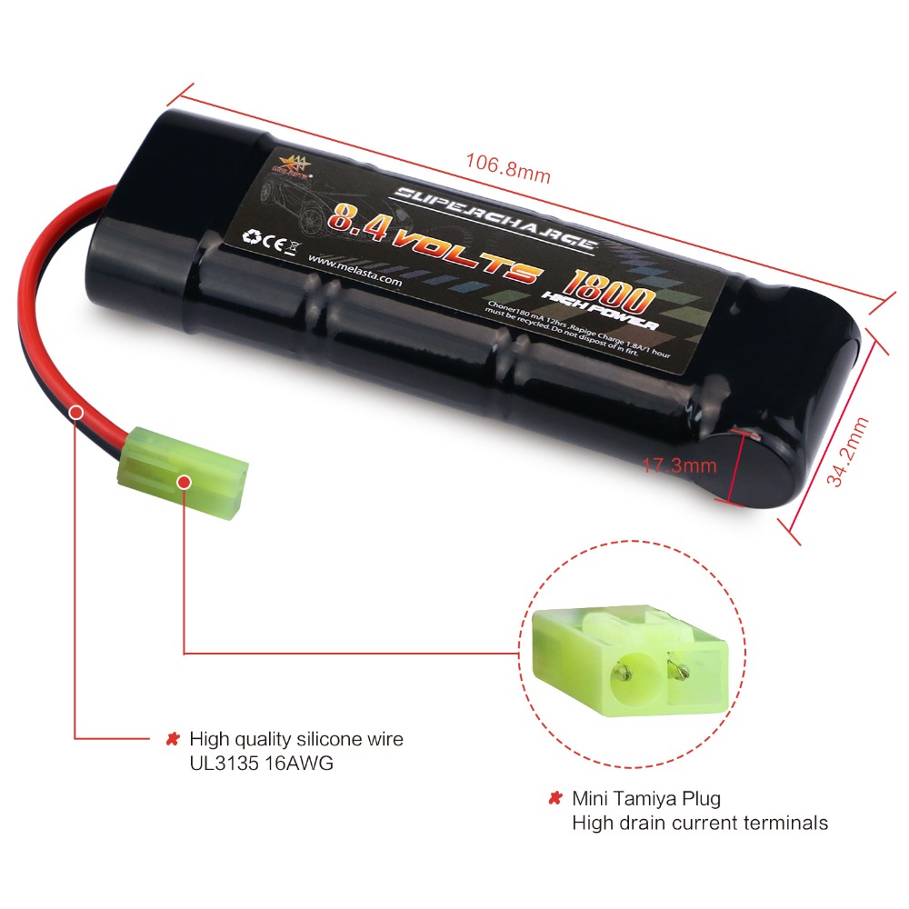 MELASTA 8.4 V 1800mAh Ni-МЗ Висока Моќност на Батеријата Пакети со Мини Tamiya Празнење Конектор за РК Тркачки Автомобили