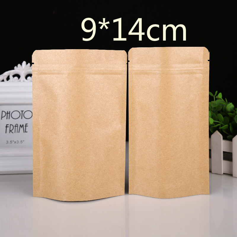 50pcs/број 7*10см Браун Kraft Хартија Застане Алуминиумска Фолија за Пакување Пакет Торба за Храна Кафе Складирање