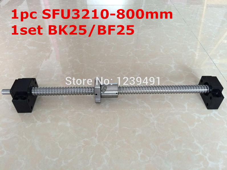 SFU3210 - 800mm ballscrew со крајот машински + BK25/BF25 Поддршка CNC делови