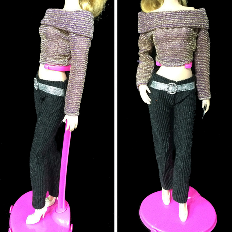 1Set Секојдневен Кукла Облека Долг Ракав Врвот + Црни Панталони Панталони за Барби Кукла Куќа за 1/6 BJD Кукла Додатоци Случаен избор