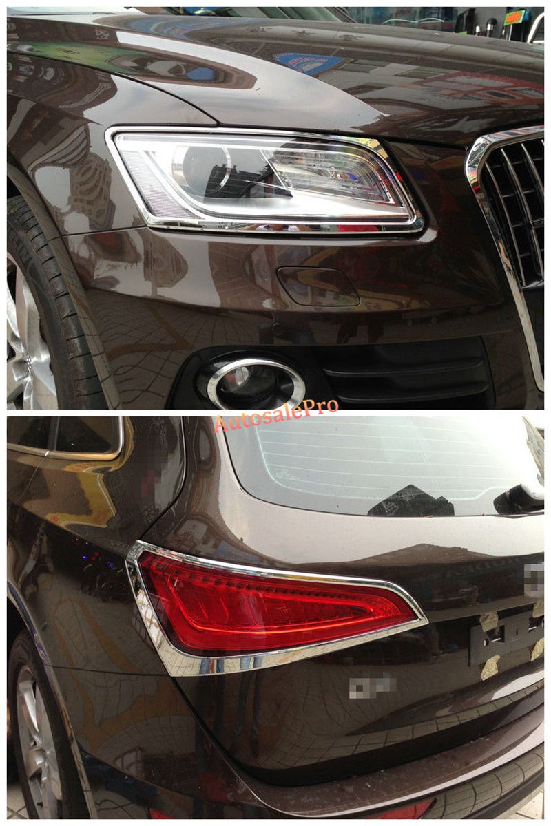 ABS Хром Пред + Задни светла Светилка Рамка покрие трим 4pcs за Ауди П5 2013 2014 2015