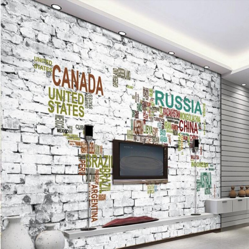 Beibehang de papel parede Обичај големи Европски стил на ѕид од тули 3D стерео азбука мапата ТВ во спалната соба позадина ѕид позадина