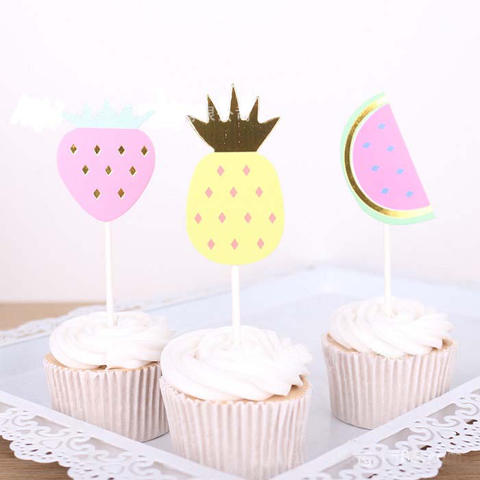 торта toppers јагода хартија картички банер за овошје Cupcake Обвивка Печење Првенство роденден чај партија