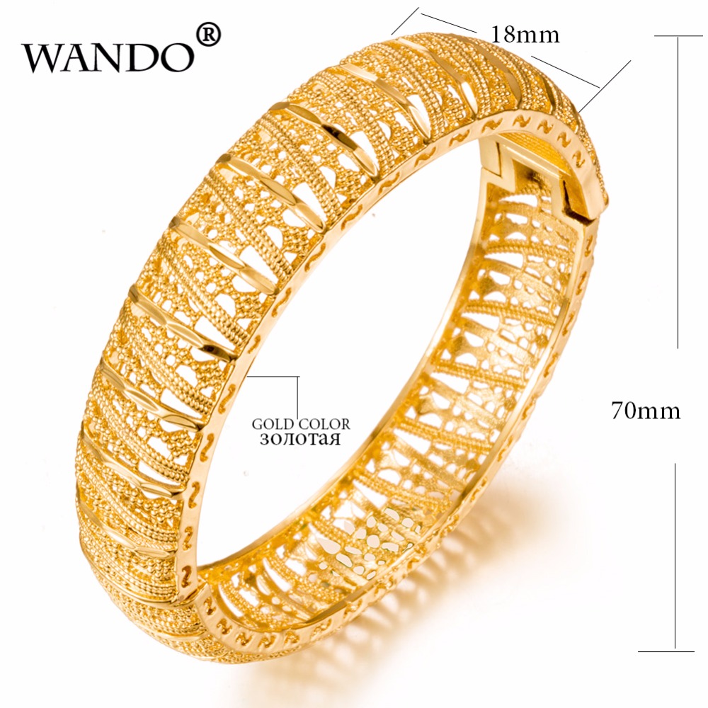 WANDO Дубаи Златен Накит За Жените 15mm широк Златна Боја Алки&Нараквици Етиопската/Arab/Блискиот Исток Партија Подароци WB17