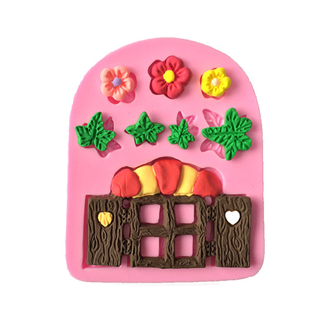 3D Самовила Куќа Силиконски Калапи Цвет и Лист Прекрасна Полжав Печурки Фондан Чоколадни Бонбони Мувла Торта