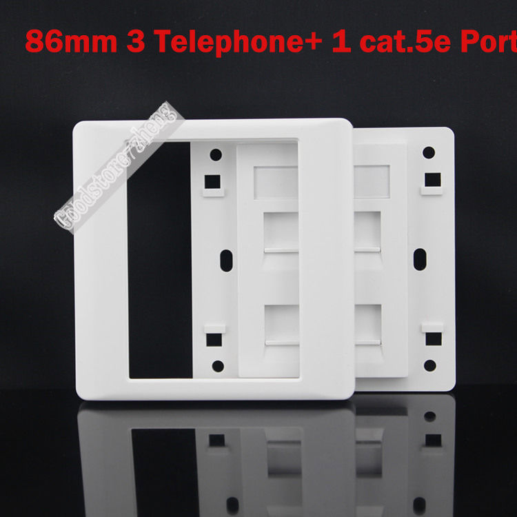 Ѕид плоча 4 порти Три RJ11 ТЕЛ Телефон Cat3 Приклучок + Една CAT5 Cat5e Мрежа LAN Штекер Панел Faceplat RJ45