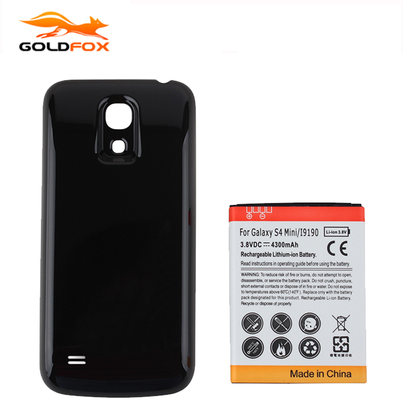 GOLDFOX Висок Капацитет 4300mAh Полнење на Мобилен Телефон Батеријата За Samsung Galaxy S4 mini i9190 Батеријата со Црна Задниот Поклопец