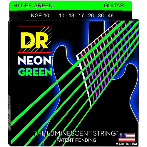 Д-р К3 Hi-def Неонски Зелена Луминисцентните и Електрични Жици на Гитара, Светлина 09-42 или Медиум 10-46