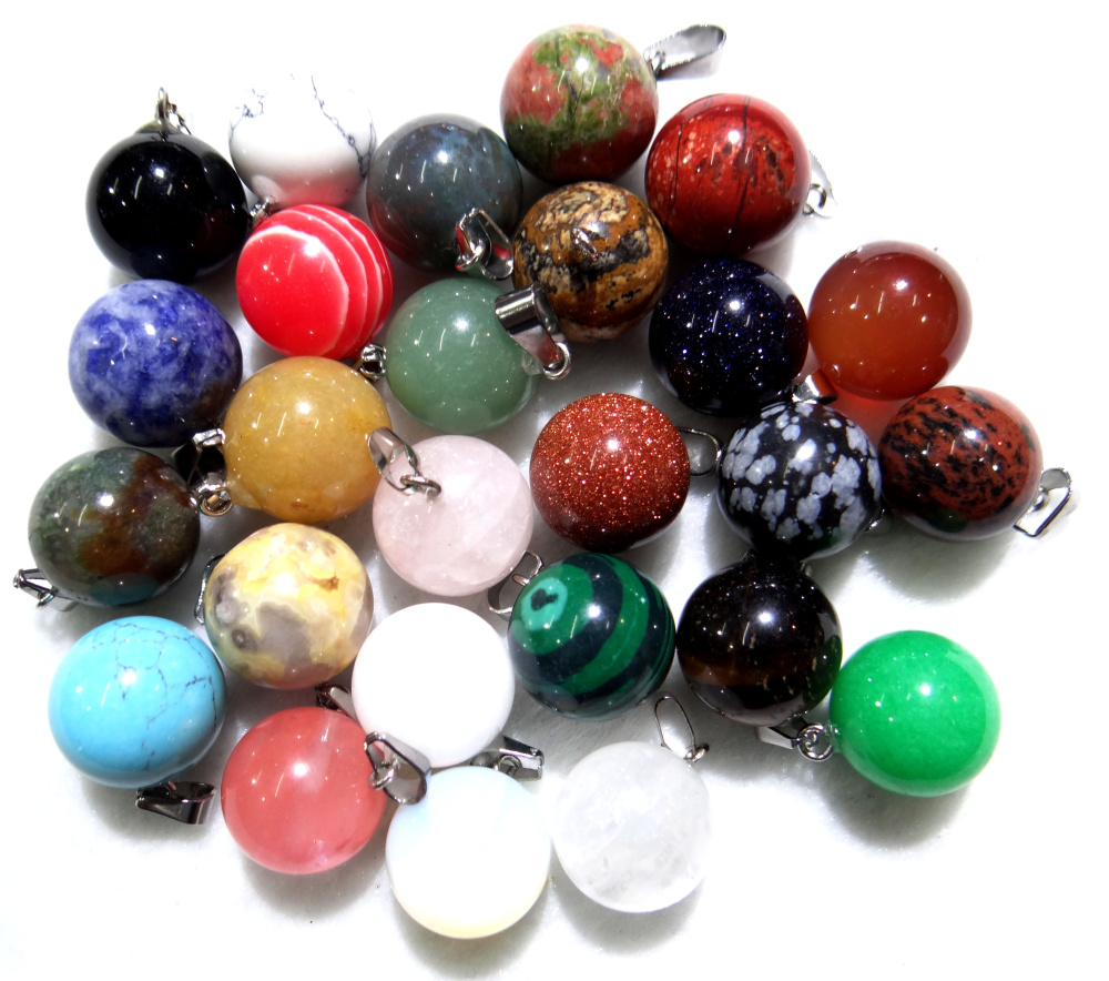 Трговија на големо 50pcs/многу модни најпродавани избрани природен камен круг топката форма шарм pendant одговара ѓердани одлуки