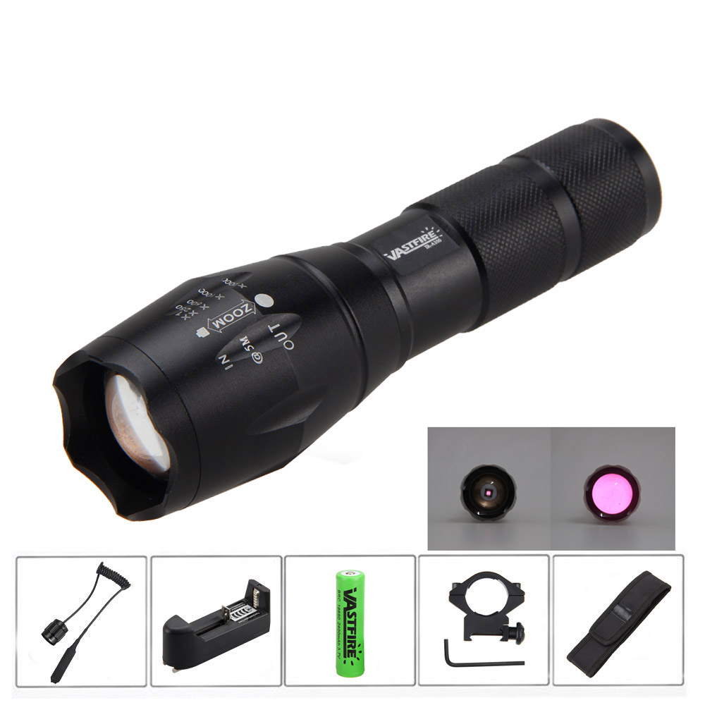 Ноќно IR 5w 850nm Светло Инфраред Факел Zoomable LED Лов Светлина со Батерија Set+Пиштол Планината+Далечински Притисок Префрлате