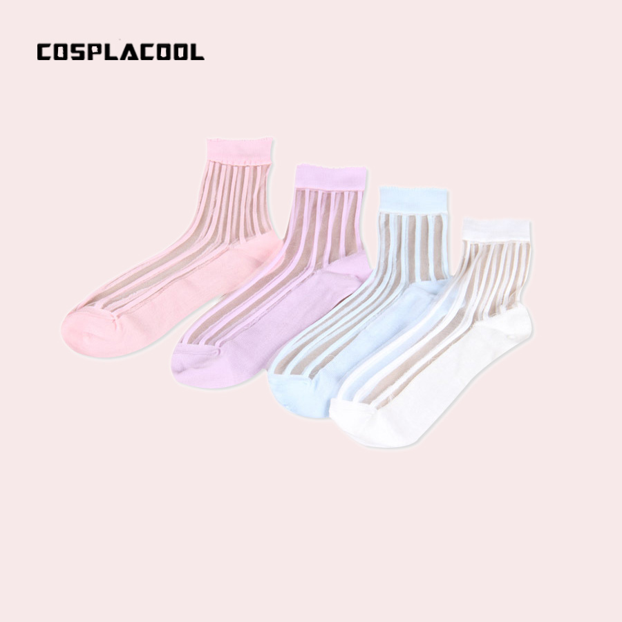 [COSPLACOOL]Harajuku стил calcetines mujer шарени чипка чорапи жените мода ултра-тенок транспарентен кул дише meias