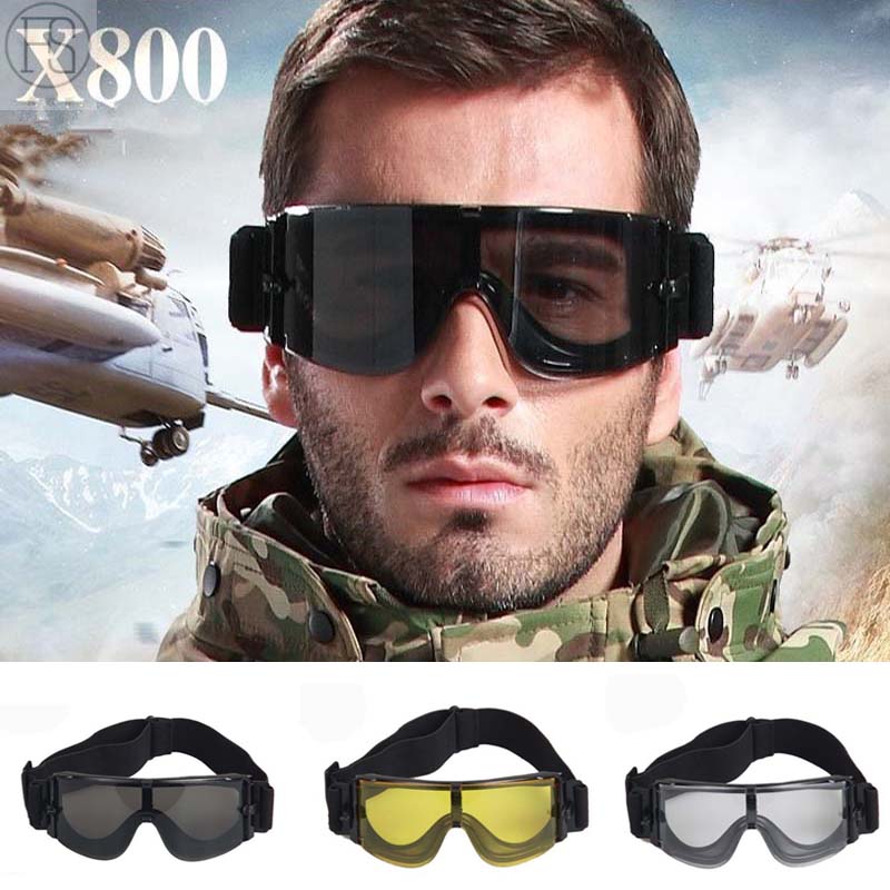 X800 Воена Очила Војска Тактички Очила Макбаскет Oculos Airsoft Лов Макбаскет Windproof Очила WarGame Очила 3 Леќа