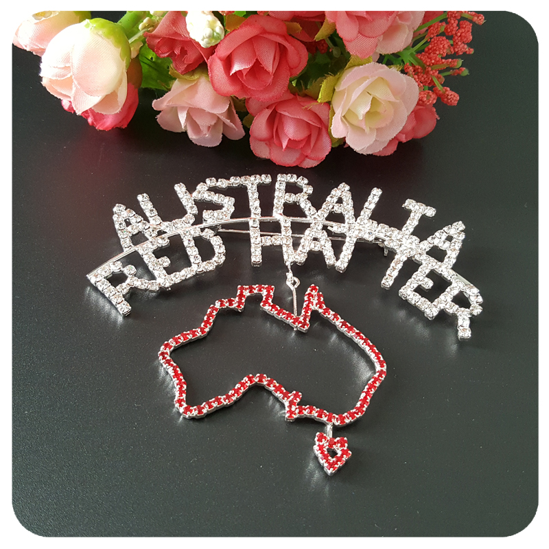 Red Hat Дами Brooch АВСТРАЛИЈА ЦРВЕНО HATTER Зборот Pin со Австралија Мапа