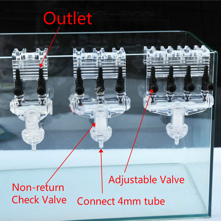 2/3/4Way Мулти-функција Аквариум за Воздушна Контрола Вентил Splitter Не-враќање на Воздухот Проверете Вентил Divider За Воздушна Пумпа Аквариум Додатоци