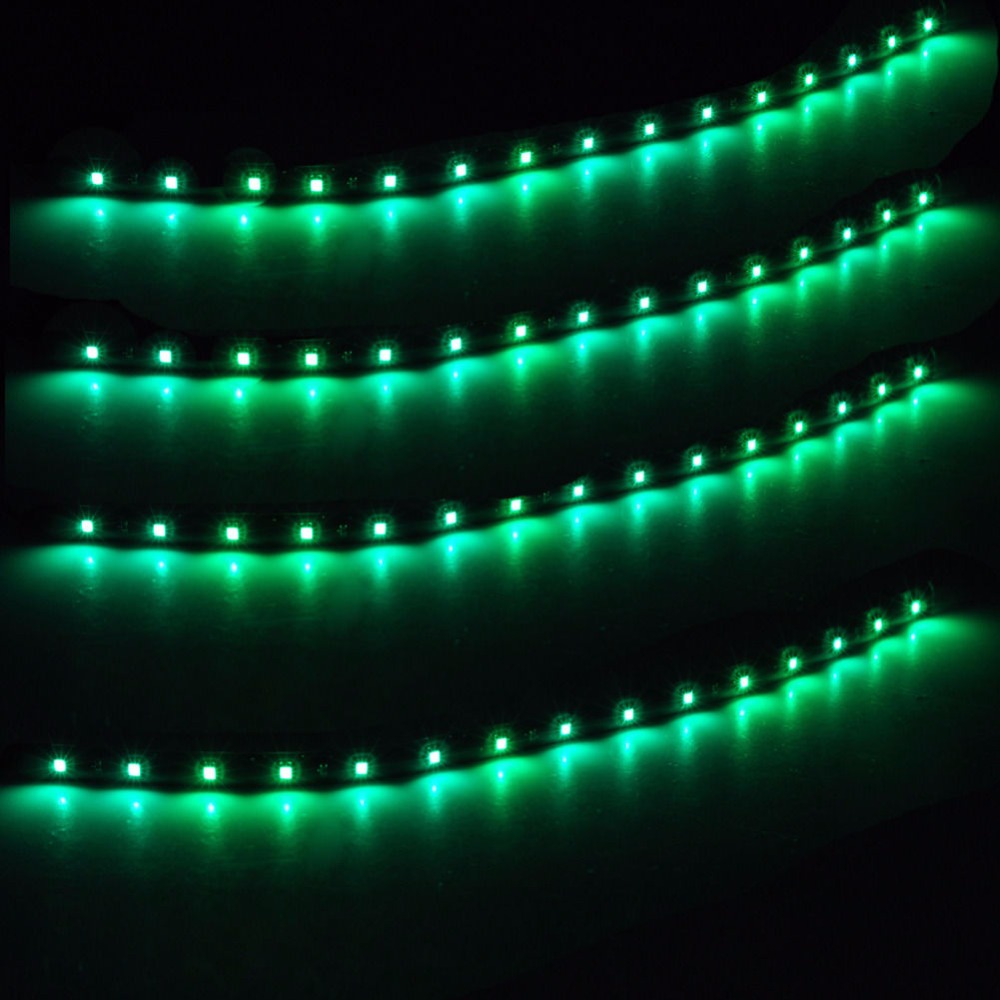 4 Парчиња Декоративни LED Светло Лента 30cm 15 Led диоди 12V Сино Зелена Црвена Светлина, Крушка Бар Автомобил Багажникот Флексибилна Лента Underbody Водоотпорен