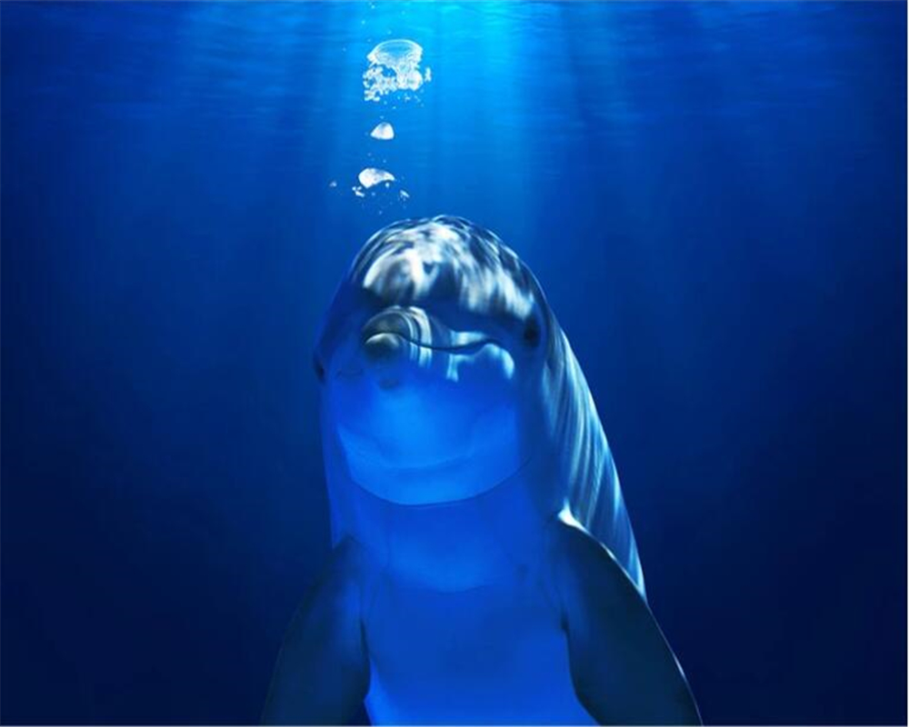 beibehang Сопствени 3D позадина кат морски свет симпатична делфини плочка три-димензионални налепници слика водоотпорен само-лепило