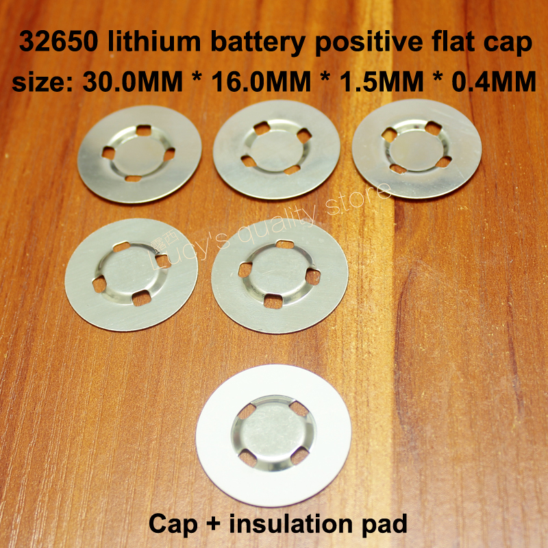 25pcs/многу 32650 литиум батерија позитивни место заварени нерѓосувачки челик рамен капа 32650 батеријата позитивни капа светла уво