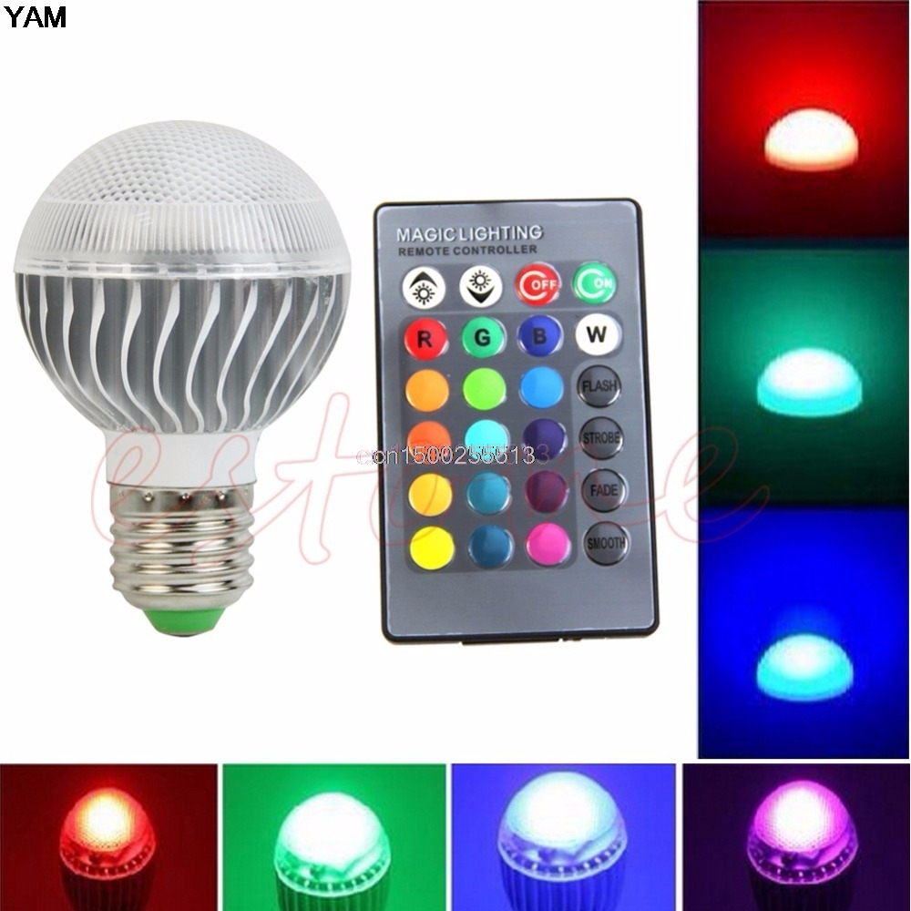E27 15W RGB LED Светилка Боја Промена на Сијалица Со Далечински Управувач 85-265V