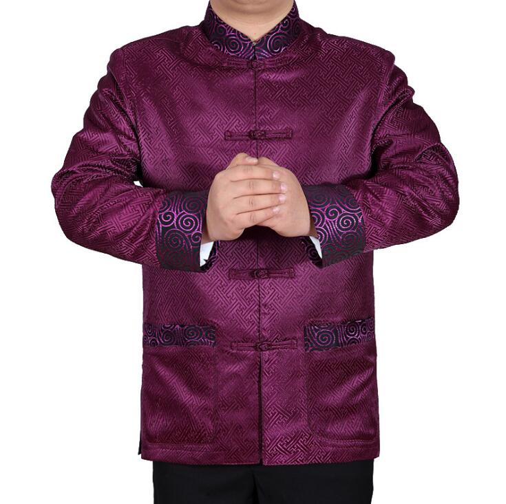 Банкет фустан средовечни Кинески туника одговараат на mens јакна мажите палто човек палта mens Танг одговараат на Кинески стил стојат јака виолетова