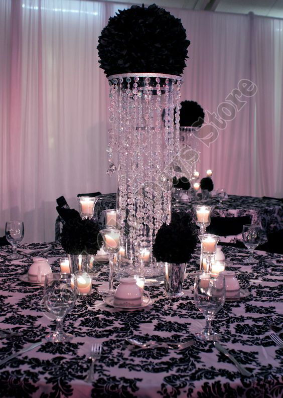 65cm Високи Кристал табела централен со монистра насоки Табела Лустерот Цвет Мирување Свадба декорација 10pcs/многу