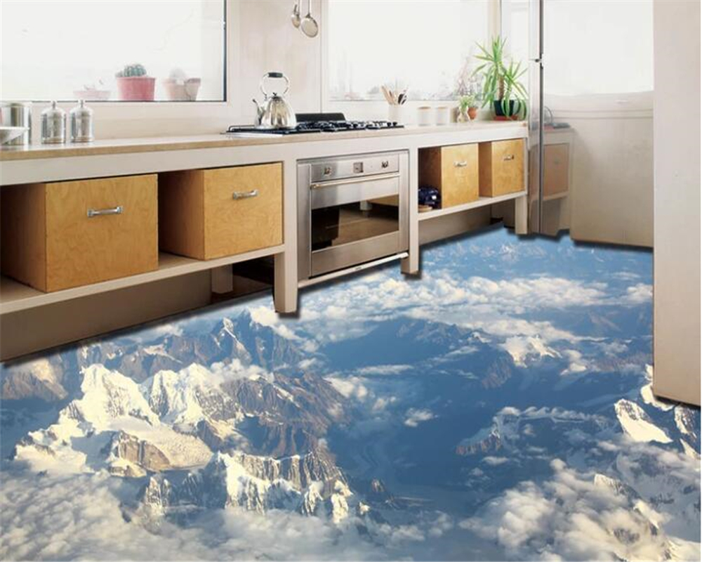 beibehang Обичај подни плочки на подот сликарство водоотпорен самолепливи ПВЦ позадина 3D бел облак облак подни плочки на подот backgrou