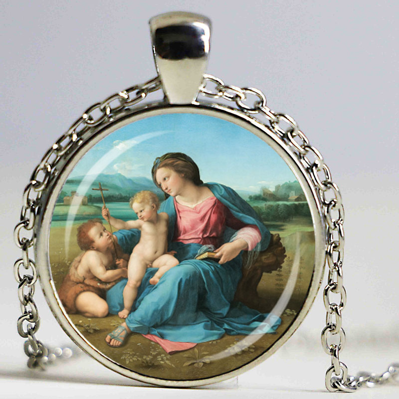 Блажена Дева Марија, Мајката на Бебето ѓердан Исус Христос Христијански pendant Католичкиот Верски Стакло Плочки DIY Накит за Подарок
