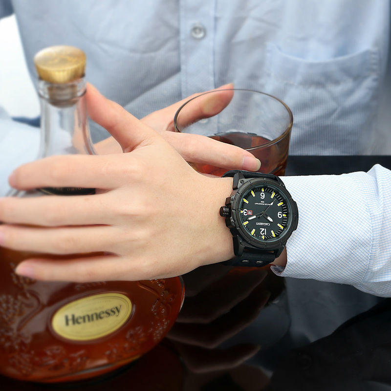Луксузен бренд висок квалитет на кожа за на рака водоотпорен војска рачни часовници кварц мода часовник промоција подарок reloj де pulsera