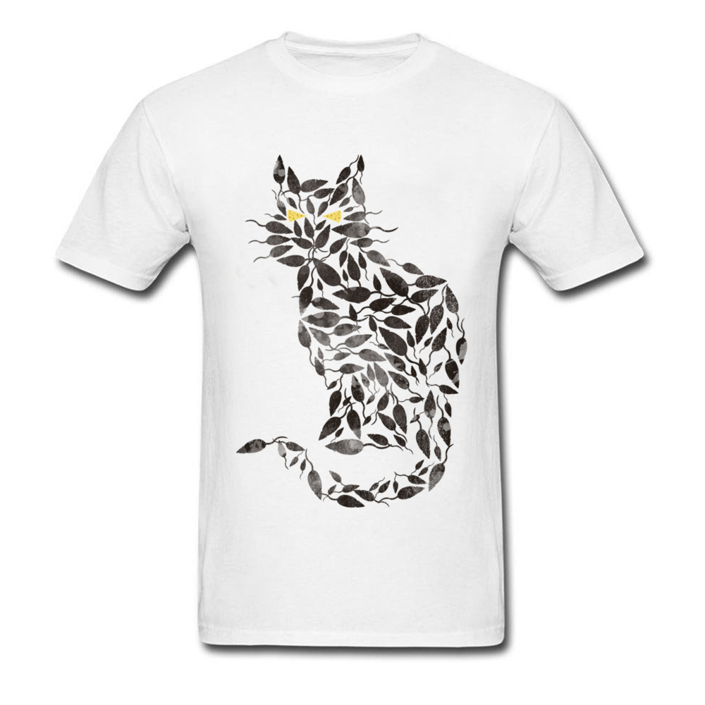 Светла Мачка Watcher Глувчето Mens Бела Tshirt Бренд Ниска Цена Чист Памук Tee Кошули За Студентски Флорални Мачка Print T-Shirt