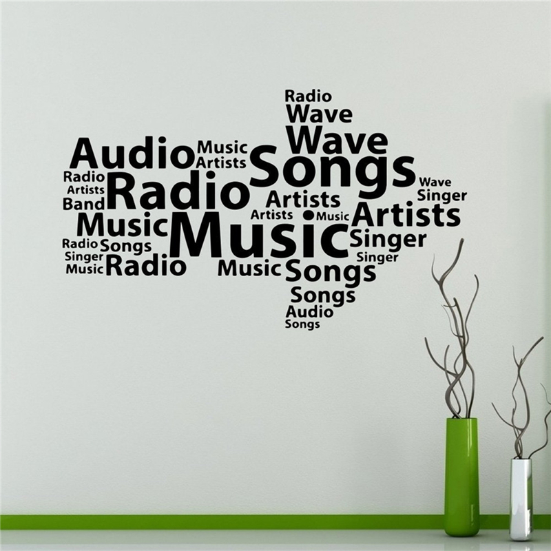 Музика Постер На Ѕид Decal Музички Стил Винил Налепница Звучни Бранови Дома Внатрешни Работи Ѕид Уметност Мурали Housewares Дизајн # T440