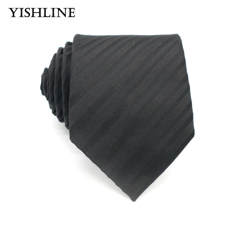 Црна Класичен Свила Mens Врски Различни Солидна Patter Neckties 8CM Врски за Мажи Формален Бизнис Свадба
